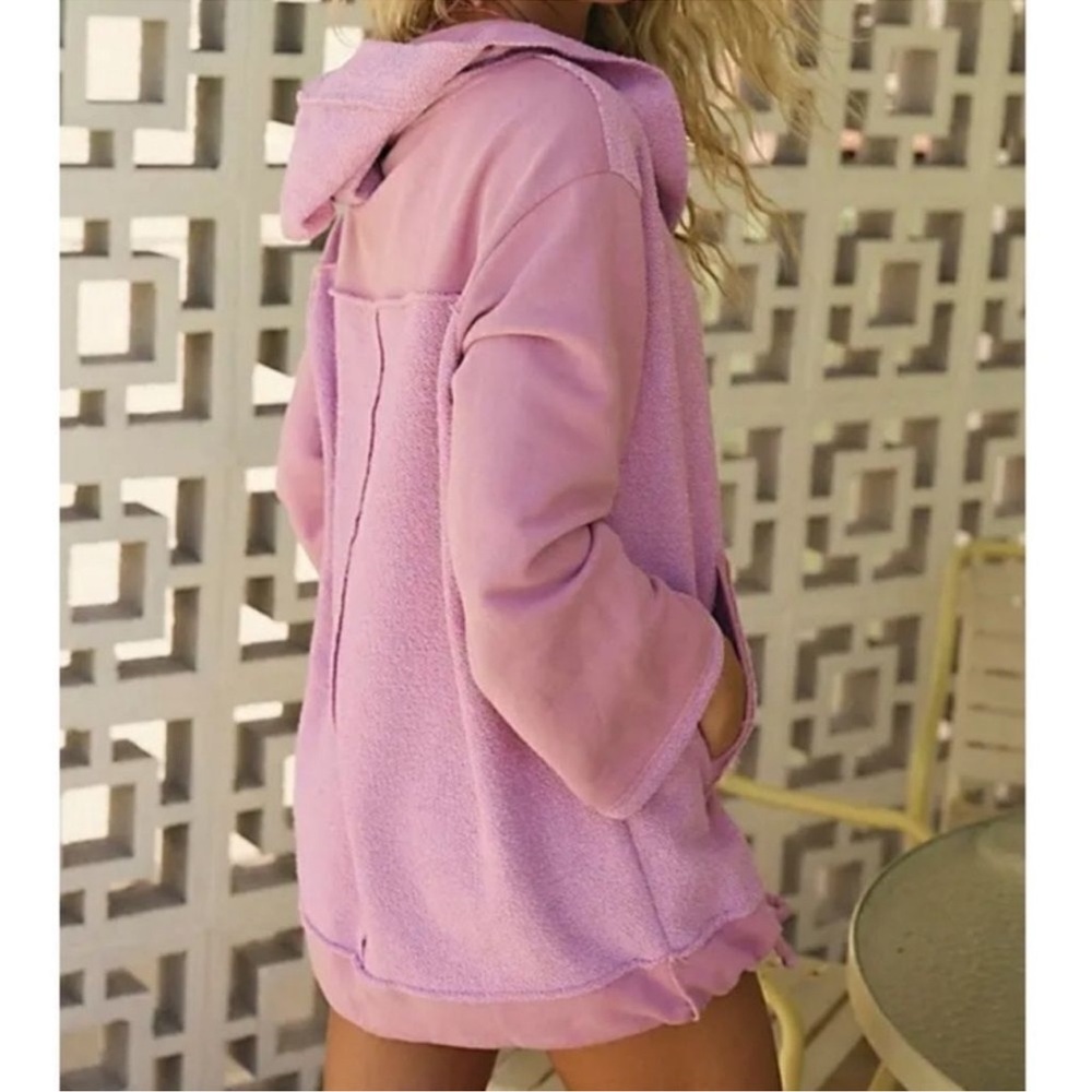 FREE PEOPLE BEACH RAVEN PULLOVER IN ELECTRIC LILAC MEDIUM - Picture 3 of 11